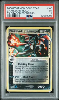 PSA 1 - Pokemon EX Dragon Frontiers Charizard Gold Star Holo 100/101 - Image 1