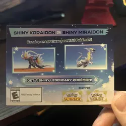 Pokemon Scarlet And Violet Code Card Shiny Koraidon or Miraidon UNSCRATCHED! - Image 1