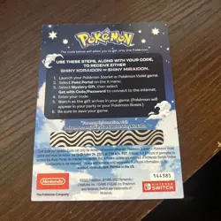 Pokemon Scarlet And Violet Code Card Shiny Koraidon or Miraidon UNSCRATCHED! - Image 2