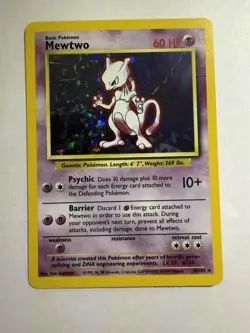 Pokemon Card Mewtwo Basic Holo Psychic Barrier 10/102 - Image 1