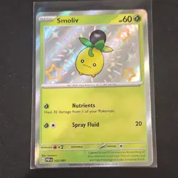Pokemon TCG Smoliv 102/091 SV: Paldean Fates Rare Holo Card 60 HP 2024 - Image 1