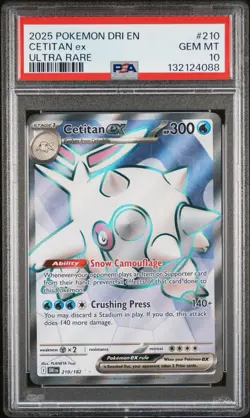 2025 POKEMON DRI EN-DESTINED RIVALS ULTRA RARE #210 CETITAN EX PSA 10💧 - Image 1