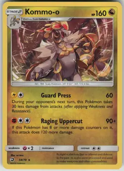 Pokemon TCG Kommo-o Holo Rare Dragon Majesty 54/70 - Image 1