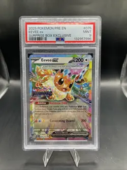 EEVEE #075 SURPRISE BOX EXCLUSIVE STAMPED PROMO 2025 POKEMON PRISMATIC PSA 9 - Image 1