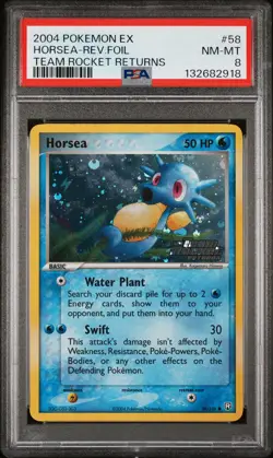 2004 POKEMON EX TEAM ROCKET RETURNS #58 HORSEA-REVERSE FOIL PSA 8 - Image 1