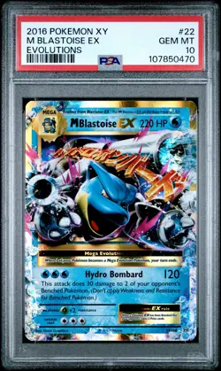 2016 POKEMON XY EVOLUTIONS #22 M BLASTOISE EX PSA 10 - Image 1