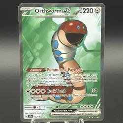 Pokemon 2024 Stellar Crown Orthworm EX #162/142 Ultra Rare NM - Image 1