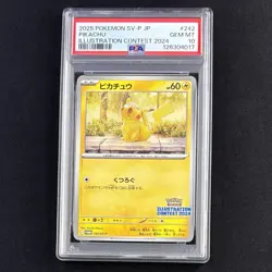 PSA 10 GEM MINT Pikachu Promo 242/SV-P Illustration Contest 2024 JP Pokemon Card - Image 1
