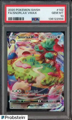 2020 Pokemon SWSH #142 FA Snorlax VMAX PSA 10 GEM MINT - Image 1