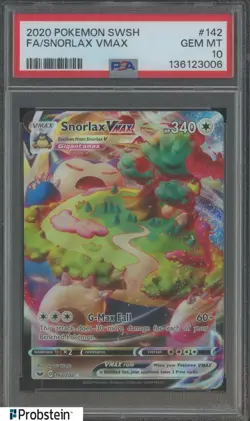 2020 Pokemon SWSH #142 Snorlax Vmax FA PSA 10 GEM MINT - Image 1