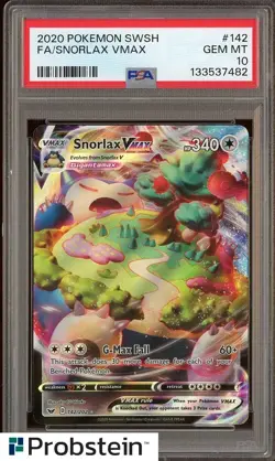 2020 Pokemon SWSH #142 FA Snorlax VMax PSA 10 GEM MINT - Image 1
