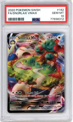2020 Pokemon SWSH FA/Snorlax VMAX Full Art #142 PSA 10 GEM MINT - Image 1