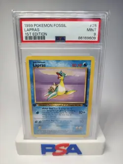 1999 Pokemon Fossil 1st First Edition Lapras 25/62 Non Holo PSA 9 MINT - Image 1