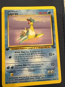 1999 1st Edition Lapras LP Non-Holo Rare Fossil 25/62 Vintage Pokemon TCG WOTC - Image 1