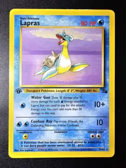 1st Edition Fossil Lapras 25/62 Non-Holo - Pokemon TCG - MP - Image 1