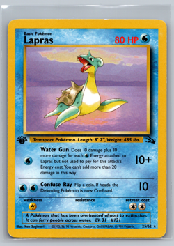 Lapras 25/62 1st Edition Pokemon TCG 1999 Fossil Non Holo Rare LP - Image 1