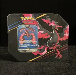 Pokemon Crown Zenith Tin Galarian Moltres 5 Booster Packs 1 Foil Promo Card - Image 1