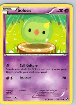 Pokemon TCG Solosis Black & White 55/114 Regular Common Card Played LP - Image 1
