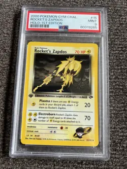 2000 Pokemon Gym Challenge Rocket's Zapdos Holo 1st Edition PSA 9 Mint - Image 1