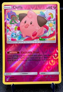 Cleffa 131/214 NM Rev Holo Discontinued Fairy ODDISH Art Unbroken Bonds Pokemon! - Image 1