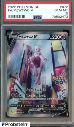 2022 Pokemon Go #072 Mewtwo V FA PSA 10 GEM MINT - Image 1