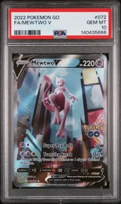 2022 Pokemon Go #072 FA Mewtwo V PSA 10 GEM MINT - Image 1