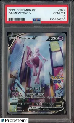 2022 Pokemon Go #072 Mewtwo V FA PSA 10 GEM MINT - Image 1