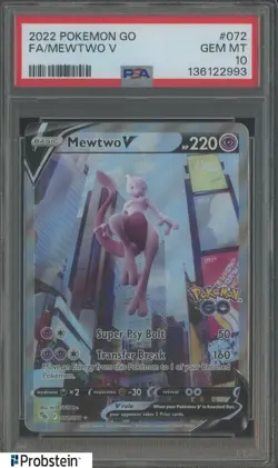 2022 Pokemon Go #072 Mewtwo V FA PSA 10 GEM MINT - Image 1