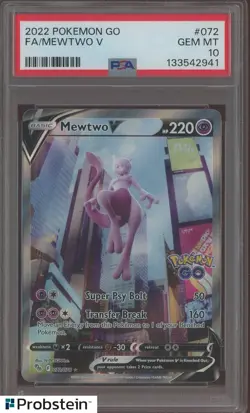 2022 Pokemon Go #072 Mewtwo V FA PSA 10 GEM MINT - Image 1