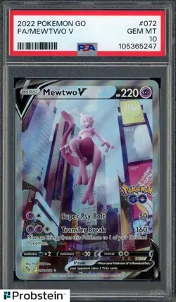 2022 Pokemon Go #072 Mewtwo V Fa PSA 10 GEM MINT - Image 1