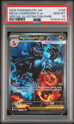 2025 POKEMON PFL EN-PHANTASMAL FLAMES #125 MEGA CHARIZARD X EX PSA 10 - Image 1