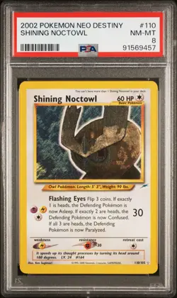 2002 POKEMON NEO DESTINY #110 SHINING NOCTOWL PSA 8 - Image 1