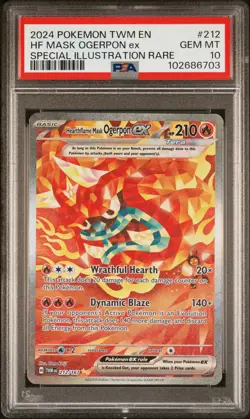 2024 POKEMON TWM EN-TWILIGHT MASQUERADE #212 HEARTHFLAME MASK OGERPON EX PSA 10 - Image 1