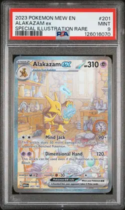 2023 POKEMON MEW EN-151 SPECIAL ILLUSTRATION RARE #201 ALAKAZAM EX PSA 9 - Image 1