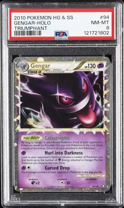 2010 POKEMON HEARTGOLD & SOULSILVER TRIUMPHANT #94 GENGAR-HOLO PSA 8 - Image 1