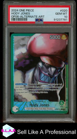 HODY JONES ALTERNATE ART ONE PIECE OP06-WINGS OF THE CAPTAIN 2024 020 PSA 10 - Image 1