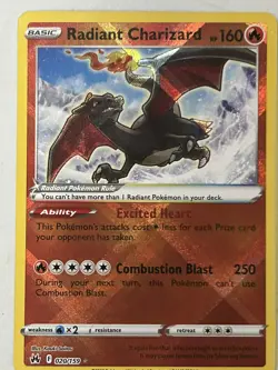 Pokemon TCG Radiant Charizard 020/159 2023 Crown Zenith Radiant Rare Card - NM - Image 1
