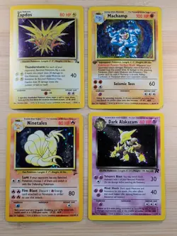 Pokemon Cards Base Set Holo 1st Edition Machamp, Ninetails, Zapdos & Alakazam - Image 1