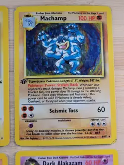 Pokemon Cards Base Set Holo 1st Edition Machamp, Ninetails, Zapdos & Alakazam - Image 3
