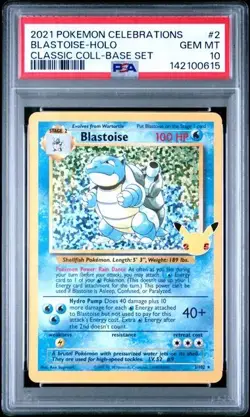 PSA 10 Gem Mint Blastoise 2/102 Celebrations Classic Collection Pokemon - Image 1