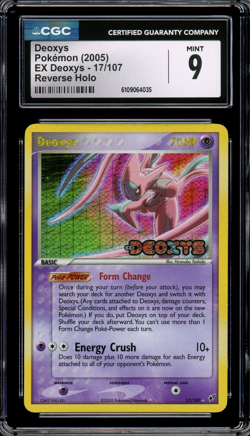 CGC 9 Mint Deoxys Reverse Holo EX Deoxys 17/107 Vintage 2005 Pokemon - Image 1