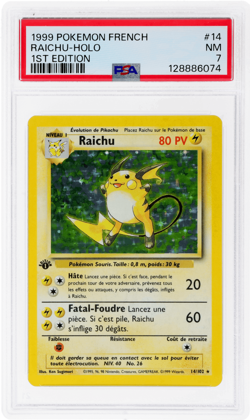 1999 Pokemon Base Set French Raichu 1st Edition Holo #14 PSA 7 - Image 1