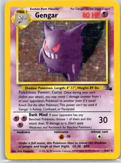 Pokemon TCG Gengar (5) Holo Rare Holofoil Fossil 05/62 MP - Image 1