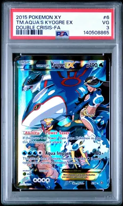 2015 POKEMON XY DOUBLE CRISIS #6 FULL ART/TEAM AQUA'S KYOGRE EX PSA 3 - Image 1