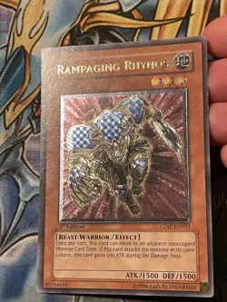 Yugioh Rampaging Rhynos CDIP-EN031 1st Edition Ultimate Rare LP - Image 1