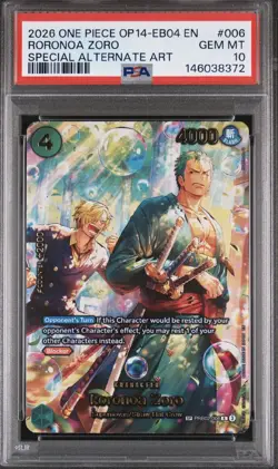 Roronoa Zoro - PRB02-006 (SP) - The Azure Sea's Seven (OP14) PSA 10 Bubble Zoro - Image 1