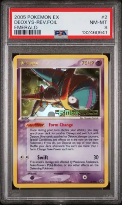2005 Pokemon Ex Emerald #2 Deoxys-Rev.Foil Emerald PSA 8 - Image 1