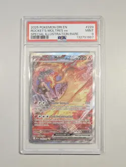 2025 POKEMON DRI EN-DESTINED RIVALS #229 TEAM ROCKET'S MOLTRES EX PSA 9 - Image 1