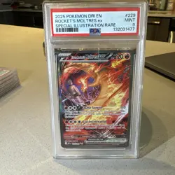 2025 POKEMON DRI EN-DESTINED RIVALS #229 TEAM ROCKET'S MOLTRES EX PSA 9 - Image 1