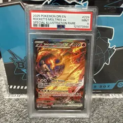 2025 POKEMON DRI EN-DESTINED RIVALS #229 TEAM ROCKET'S MOLTRES EX PSA 9 - Image 1